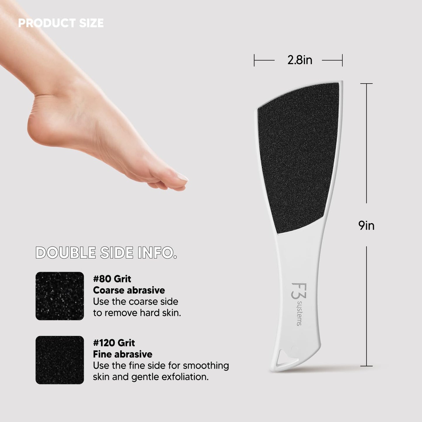 S-Line Emery Foot File, Colossal Double-Sided Pedicure Tool, Effective for Cracked Heel, Ergonomic Design for Easy Grip (2Pcs)