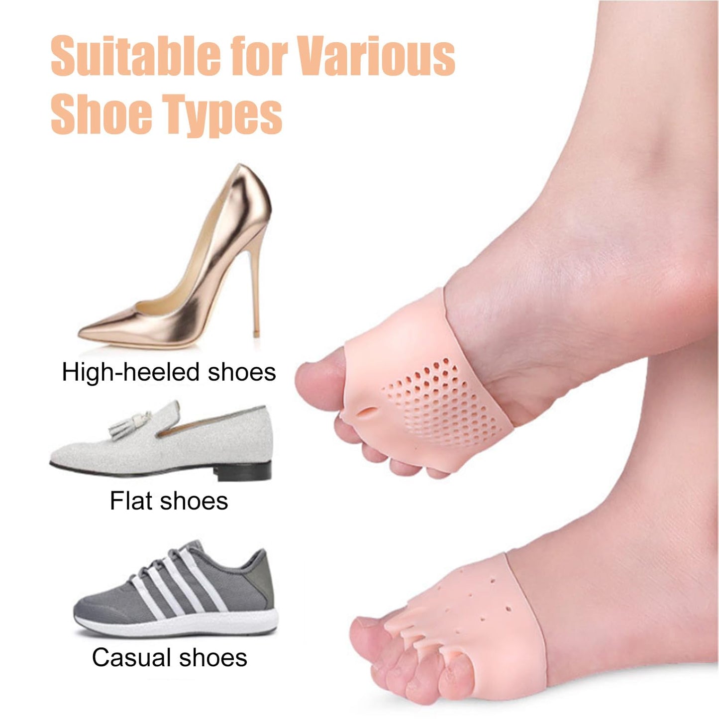 4Pairs Silicone Toe Separators for Women, Toe Separators for Women, Silicone Toe Separators for Women & Men, Bunion Corrector Cushion, Breathable Soft Gel Foot Cushions.