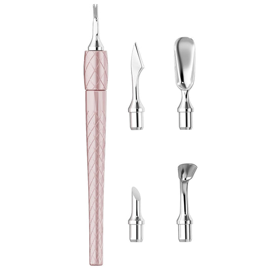 5 in 1 Cuticle Pusher Set with Aluminum Handle Precision Nail Cleaner Remover Tool for Manicure & Pedicure