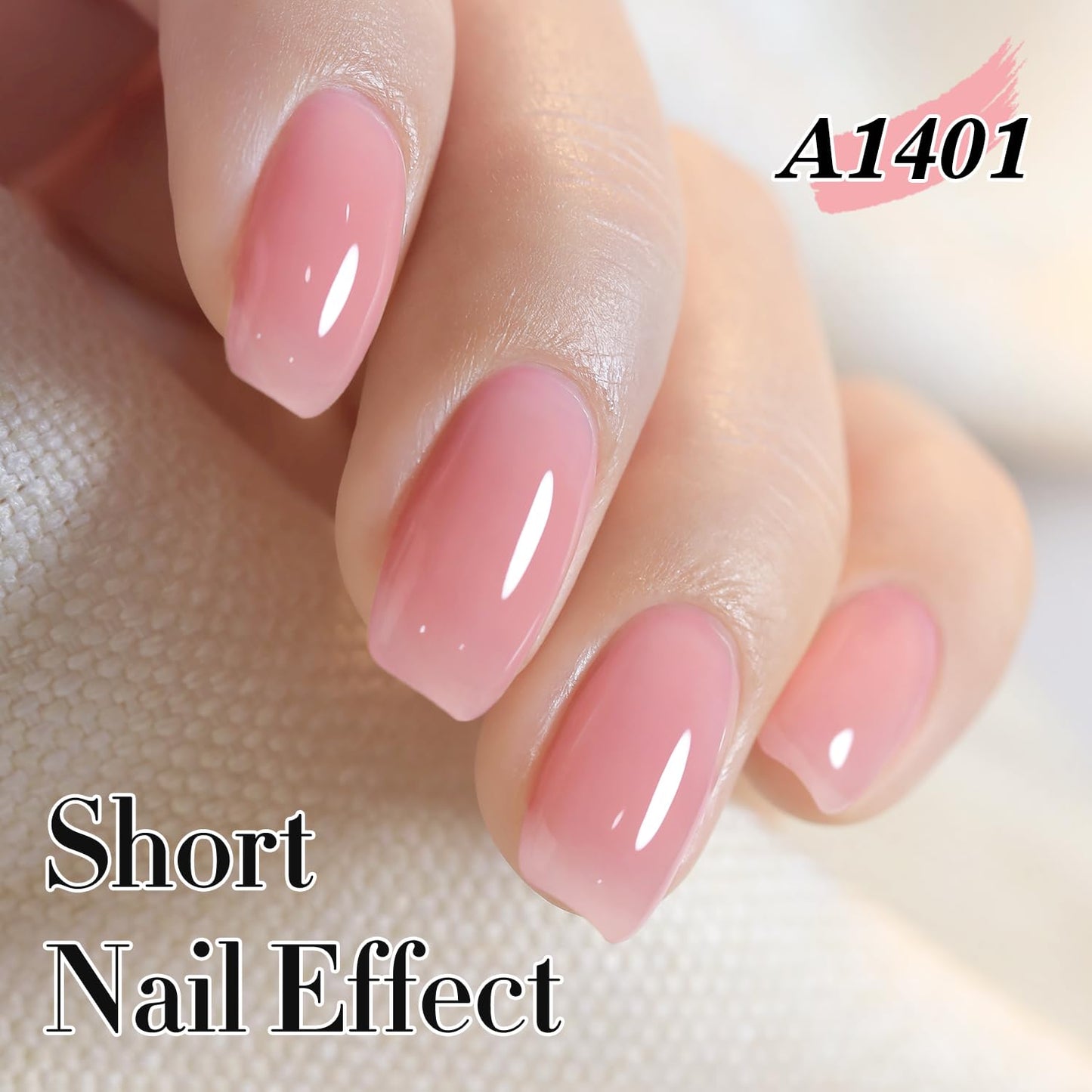 Double Rhythm 0.5Oz Translucent Gel Polish Sheer Neutral Natural Light Milky Same Color Same Bottle 15ML Jelly Gel Polish Art DIY at Home (Milky Pink-A1401)
