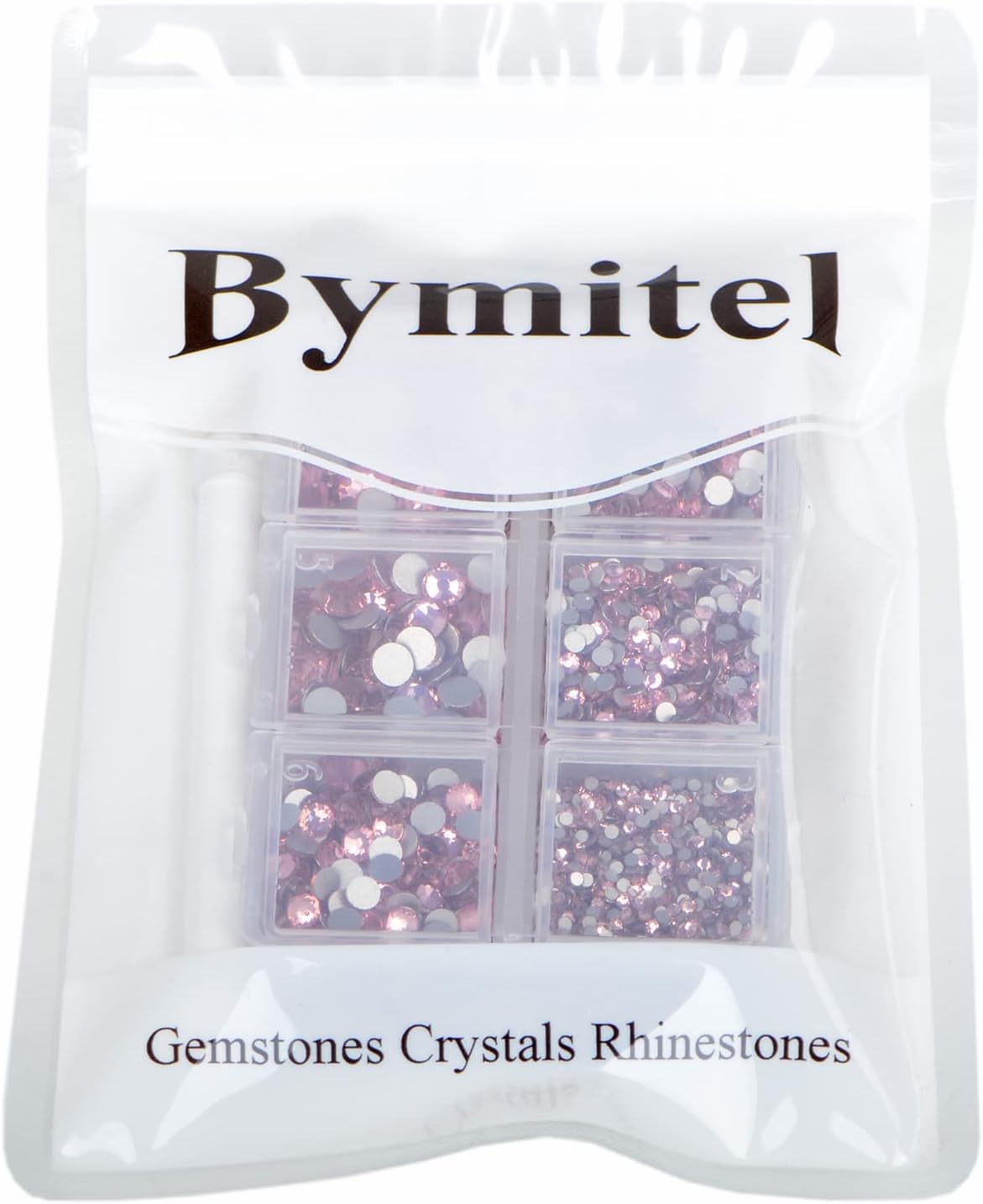 Bymitel 5000 Pieces 6 Mixed Sizes Glue Fix on Glass Rhinestones Round Crystal Gems Flatback for DIY Jewelry Making with one Picking Pen(6-Sizes 5000PCS, Lt. Rose)