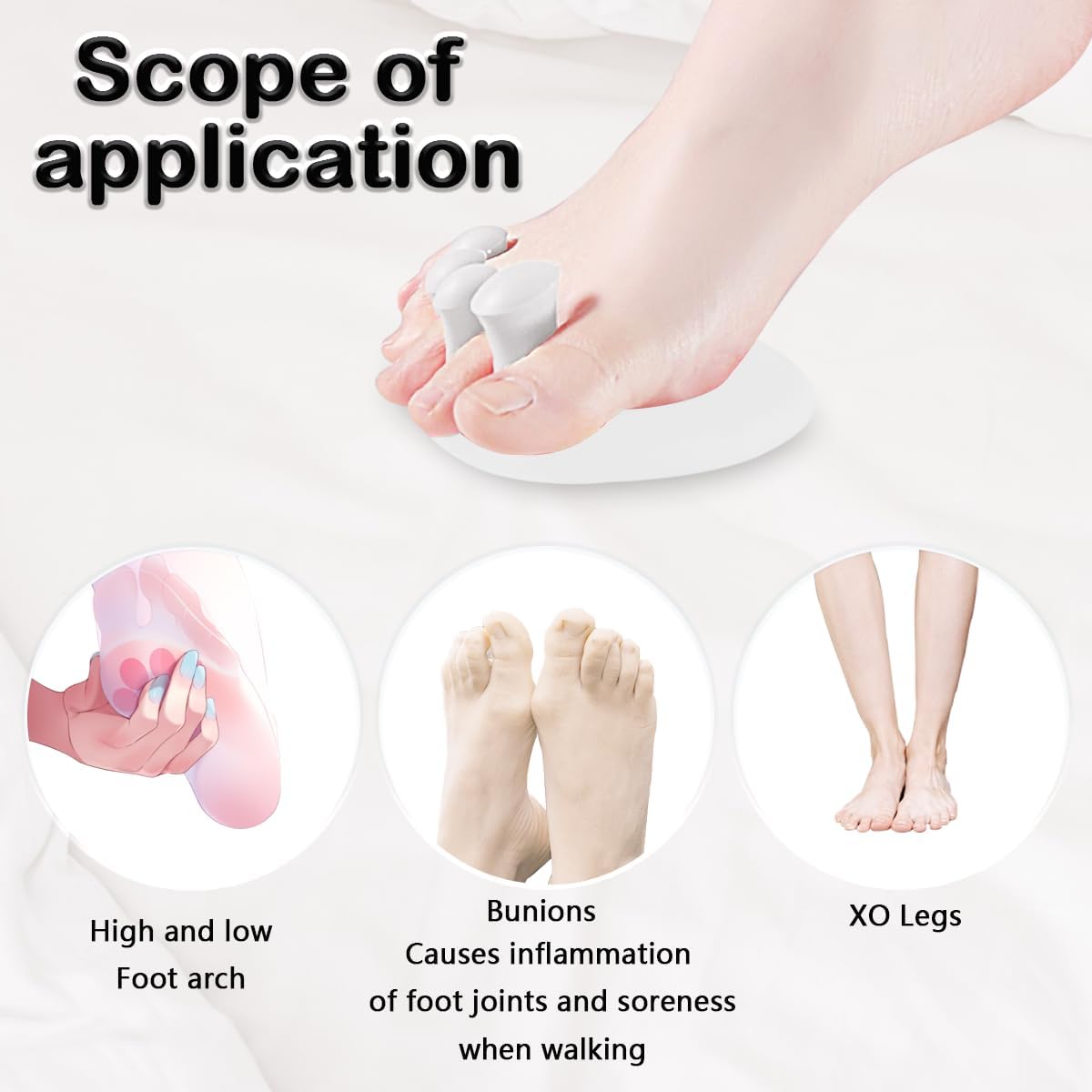 Toe Separators for Overlapping Toes Women,White Calf Trainer Toe Separators for Women,Multifunctional Bunion Corrector Thin Leg Exerciser,Suitable for Having Plantar Fasciitis,Bunions,Other Foot Pain