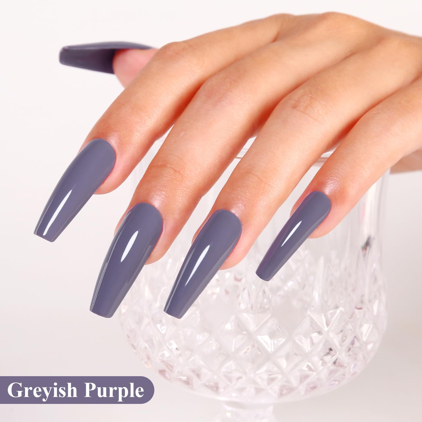 Imtiti Purple Gel Nail Polish, Greyish Purple Gel Polish High Gloss Soak Off UV LED Autumn Winter Art Manicure Salon DIY Design 10ML