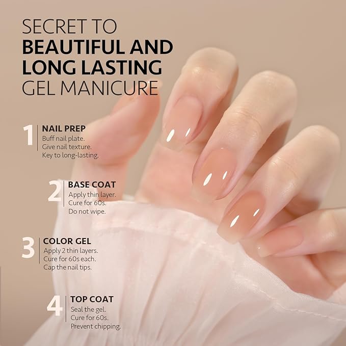 GAOY Jelly Nude Gel Nail Polish, 16ml Sheer Peach Translucent Gel Polish, UV Light Cure for Nail Art DIY, 1717 Pale Peach