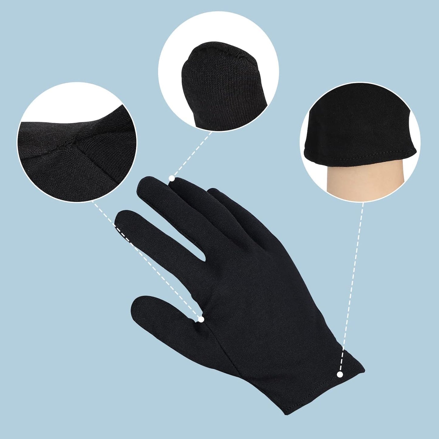 20 Pairs Large Archival Photo Gloves, Black Work Gloves For Handling Art Working Photography Men & Womens Cloth Gloves Liners Bulk for Handling Jewelry, Film, Photo, Coin Metal Inspection