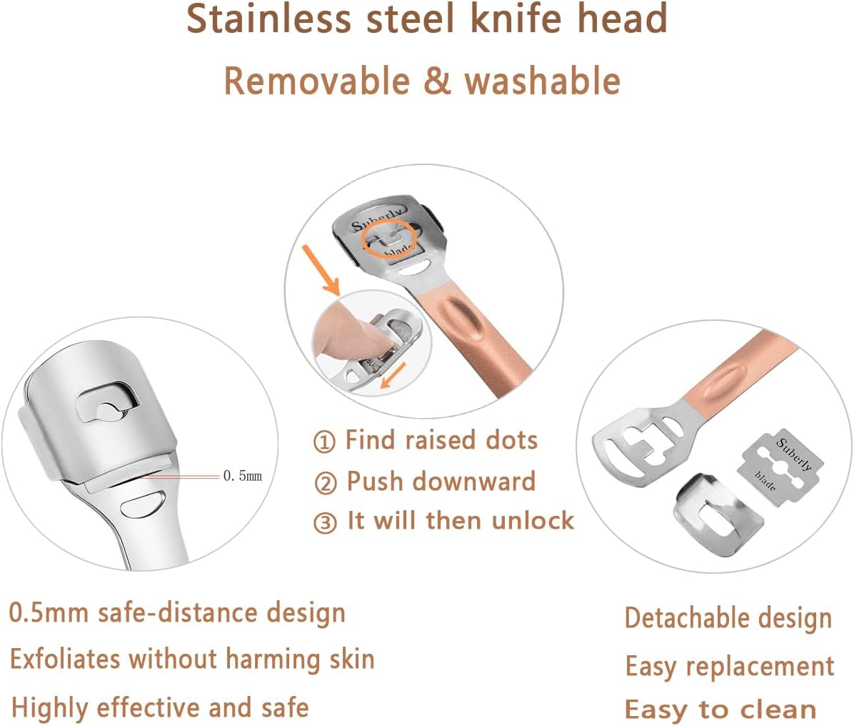 Dual-Sided Foot File-Dead Skin and Callus Shaver with 20 Blades-Stainless Steel Foot Remover for Removing Calluses, Aged Keratin, Hard Dead Skin, and Toe Gap Cleaning-Heel Scraper Pedicure Tool Kit