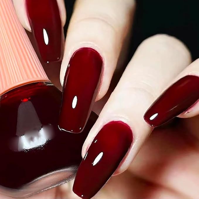 COSMOO Cherry Red Nail Polish, 12ml Red Quick Dry Nail Lacquer for Nail Art Varnish, 0.41 fl oz