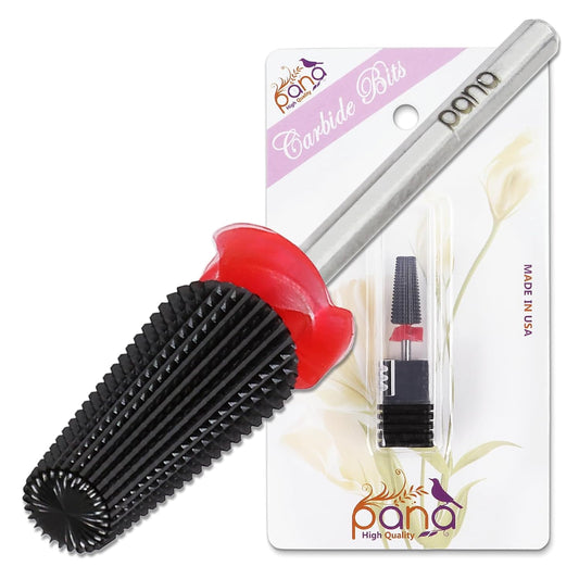 PANA Nail Carbide 5 in 1 Bit - Two Way Rotate use for Both Left and Right Handed - Fast remove Acrylic or Hard Gel - 3/32" Shank - Manicure, Nail Art, Drill Machine (Fine - F, Black)