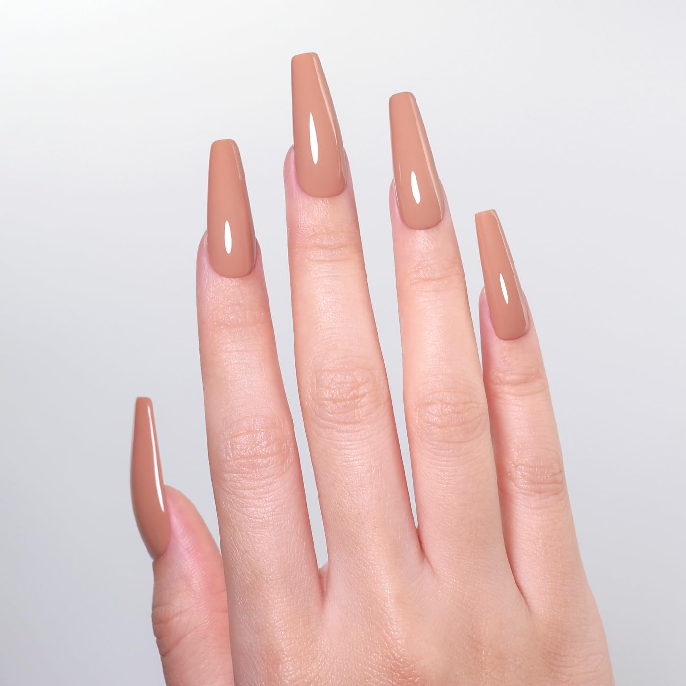 Imtiti Beige Gel Nail Polish, Beige Brown Gel Polish Autumn Winter Soak Off UV LED High Gloss Art Manicure Salon DIY Design 10ML