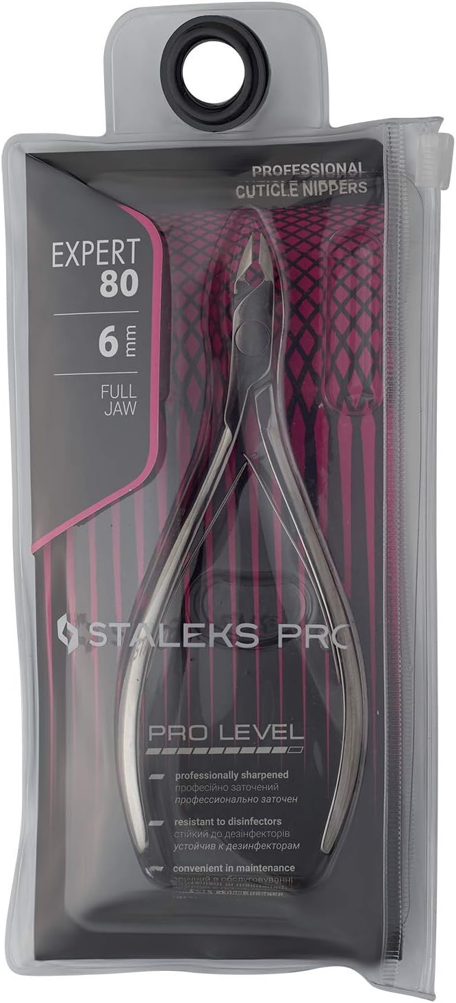STALEKS PRO Expert 80 6mm Professional Cuticle Nippers – Stainless Steel Skin Nippers for Manicure