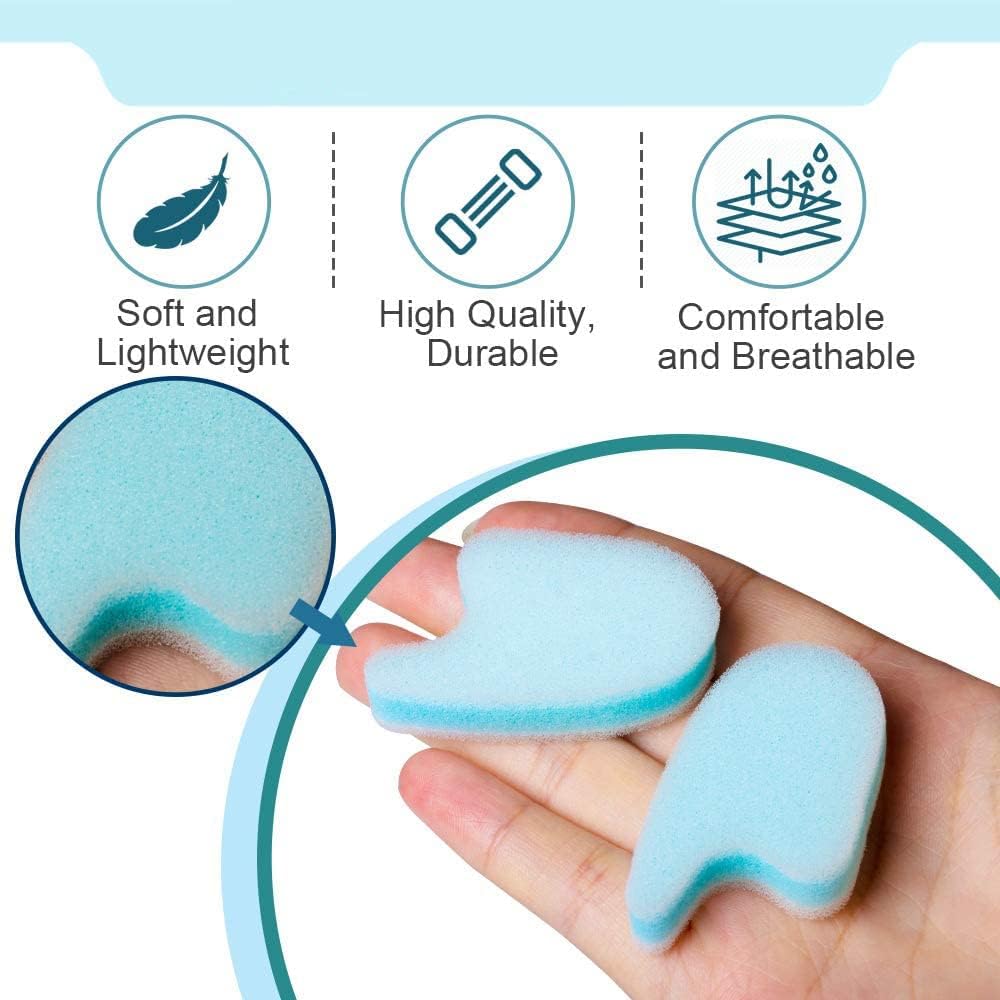 Toe Separator Cushions, 8 PCS Soft Breathable Foam Toe Spacer Pads, 3 Layers Toe Protector Sponge Pads Toe Stretcher for Align Overlapping Toes Crooked Hammer Toe, Reduce Friction & Foot Pain Relief