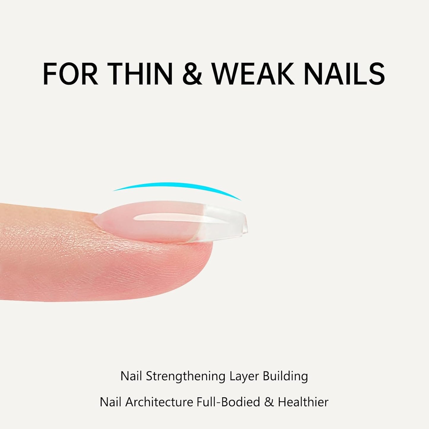 Clear Builder Gel for Nails, Soft Polish Thickness Strengthener Extender Apex Fast Leveling 28+ Days Chip Resistance Hypoallergenic & Odorless for Thin Weak (U V Nail Lamp Needed, pH 6.8)