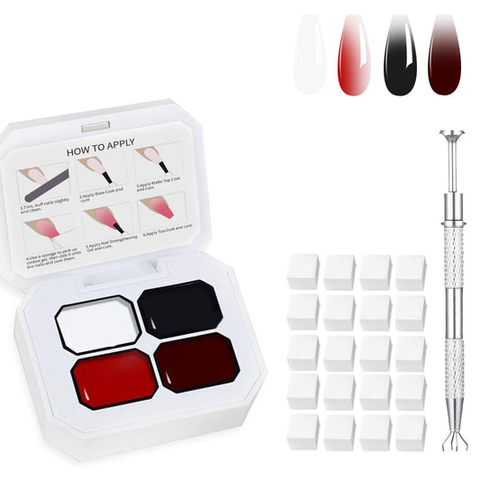 Ombre Gel Patting Gradient Nail Polish Set 4 Colors For Daily Nail Art, Nail Painting Gel Paint Drawing Ombre Nail Polish