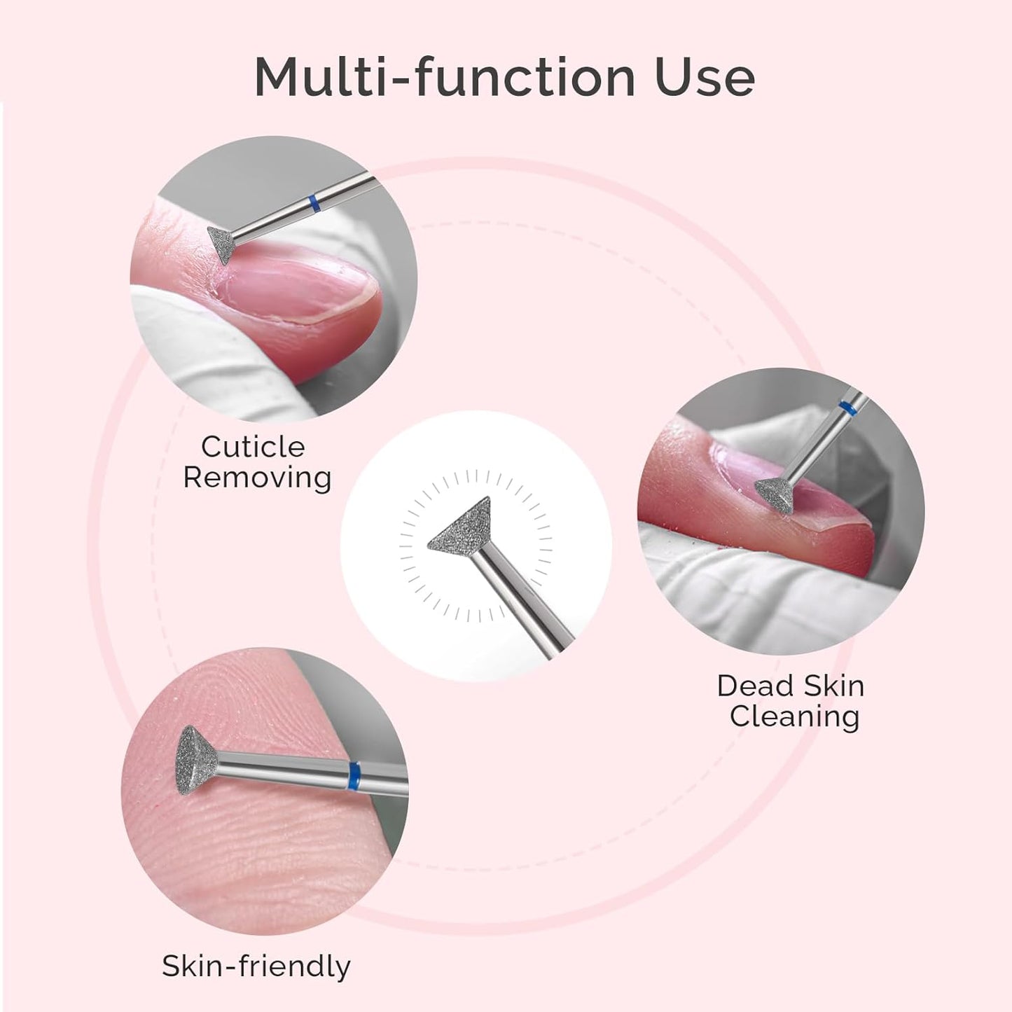 MelodySusie 5mm Inverted Tapered Cuticle Clean Nail Drill Bit 3/32'', Professional Safety Carbide Diamond Under Nail Cleaner for Cuticle Dead Skin Nail Prepare, Beginners Bits, Series Bit-S, Medium