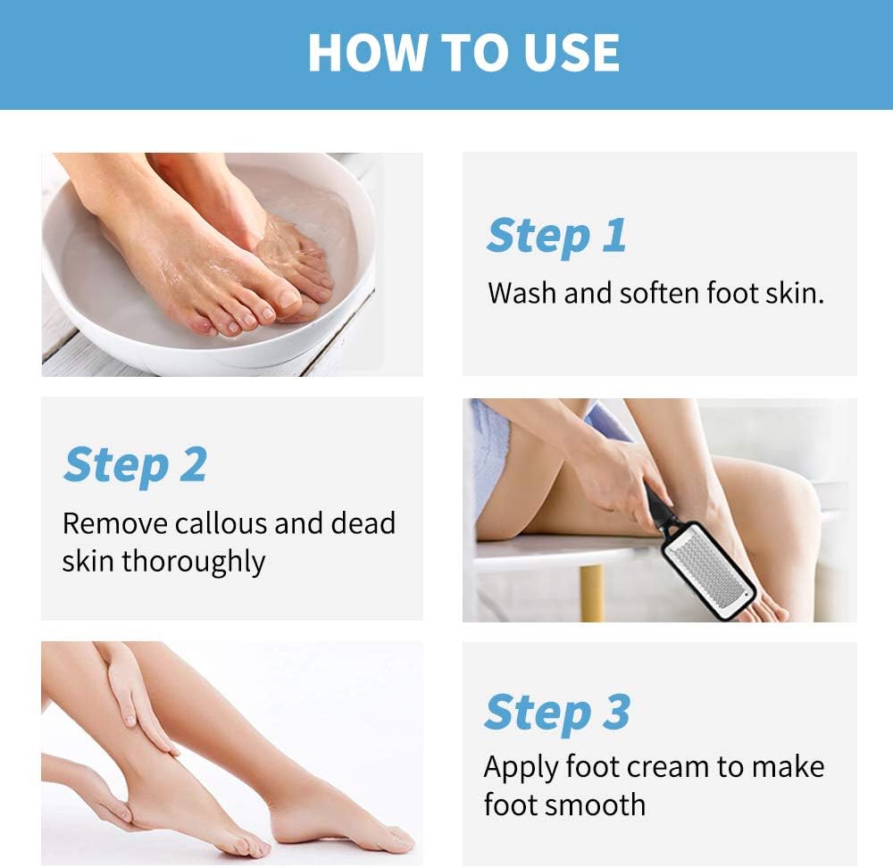 Fu Store 2 Pack Foot Files Callus Remover Stainless Steel Foot Rasp and Dual Sided Feet File Professional Scrubber Pedicure Tools Premium for Feet Care Remove Hard Skin
