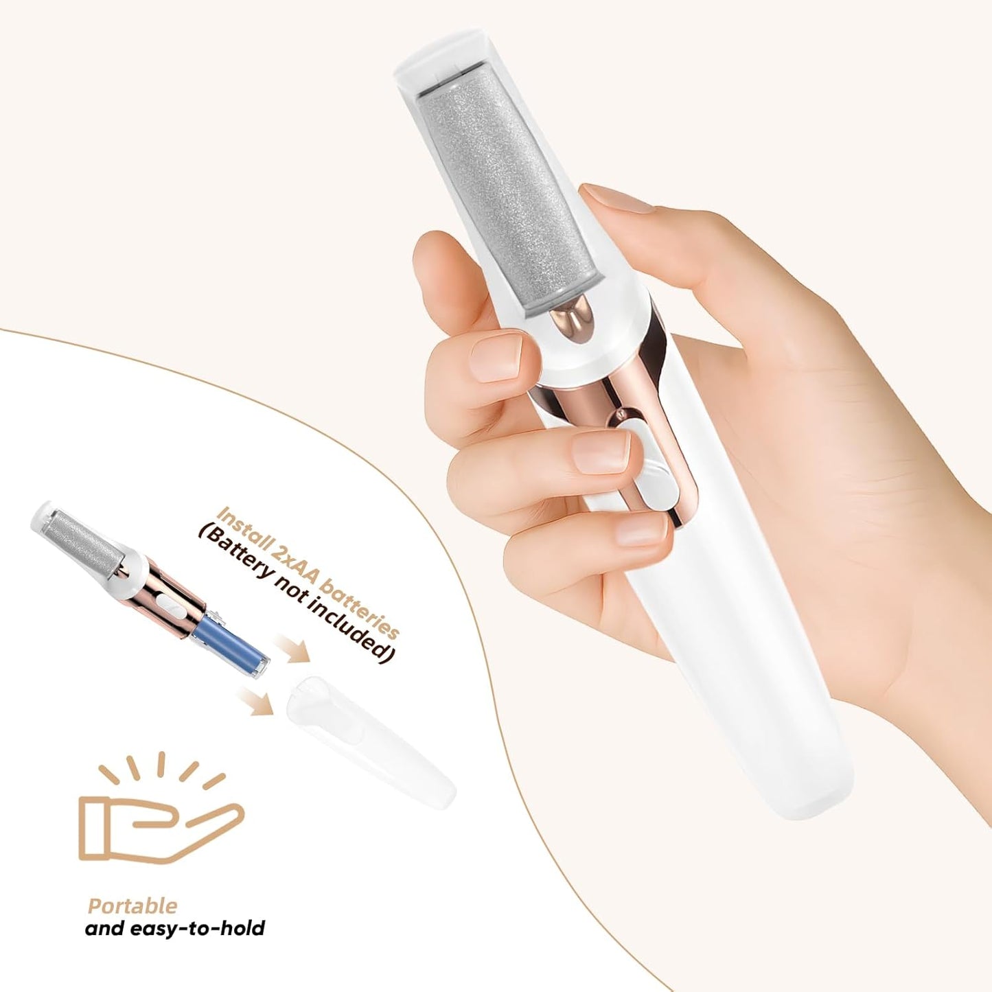 Electric Foot Callus Remover, Electronic Foot File, Portable Electric Callus Remover for Feet, Pedicure Tools for Dead Skin Calluses (White)