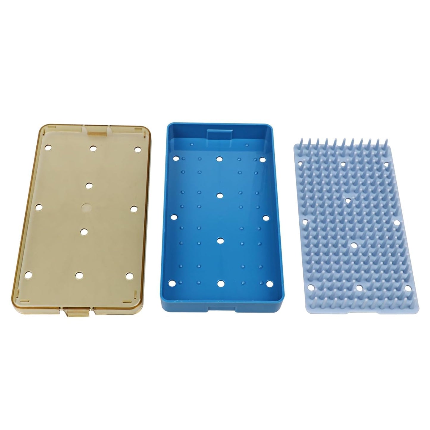 Dental Plastic Sterilization Tray Box Instrument Autoclavebale Detachable Stand Box Holder with Silicone Mat (Small)