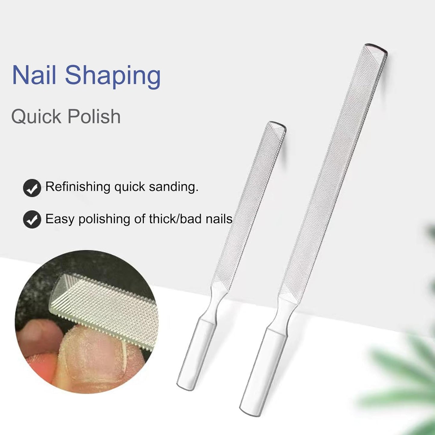 Diamond Dust Nail File - Stainless Steel Nail Dresser Nail Buffering Files - 9 Inch (5inch- 130-4)