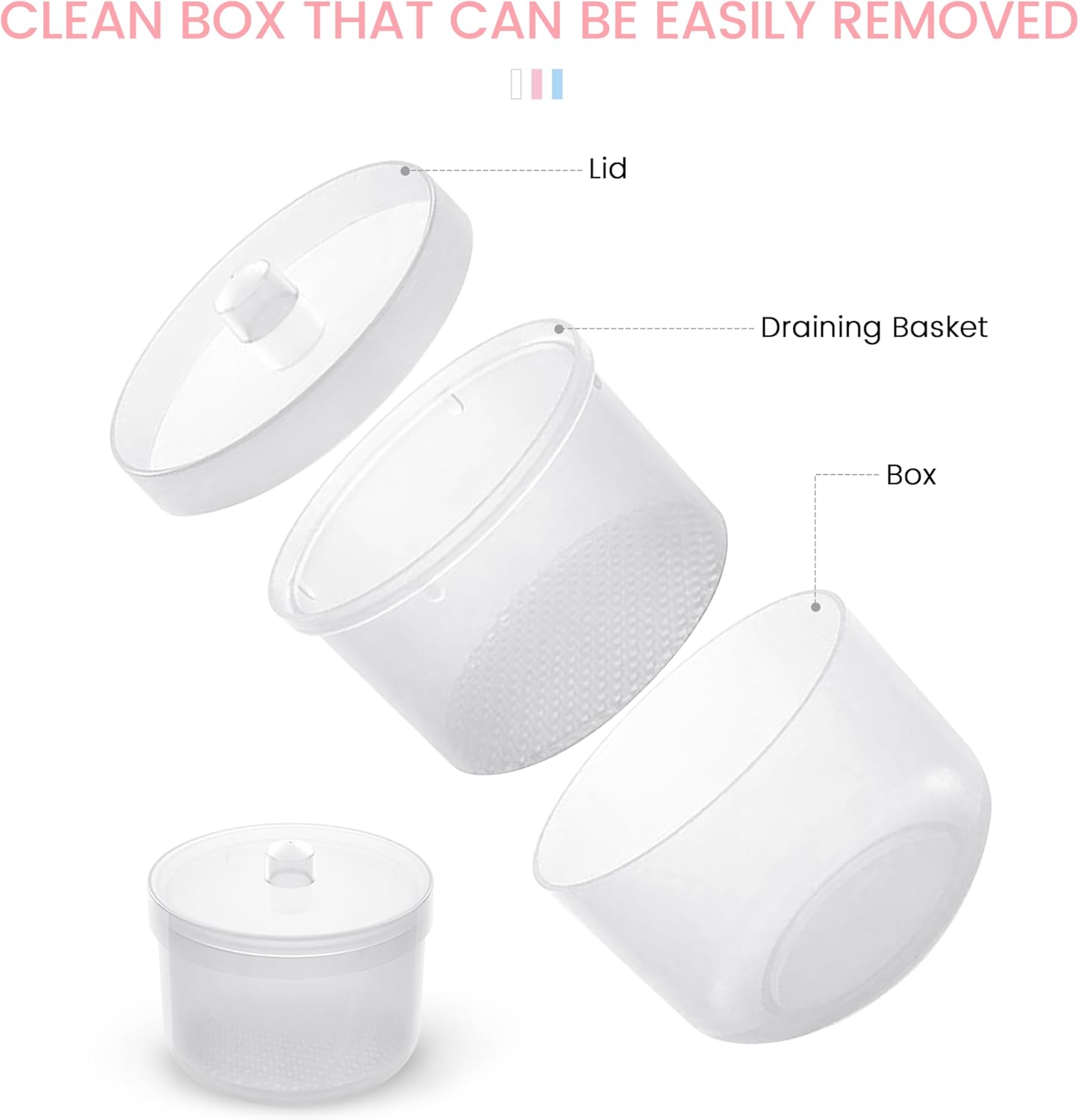 Nail Soaking Tray Box Cleaner Pot for Scissors Tweezers Nail Art Tools Manicure Soaking Tray Clean Box Nail Drill Bits Clean Box -Clear