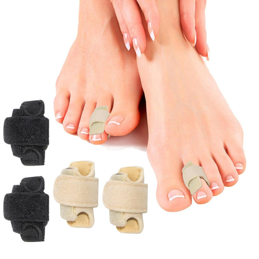 Qmagic 4PCS Hammer Toe Straightener with Aluminum Plate, Hammer Toe Straightener Corrector for Women & Men, Toe Splints & Wraps Support for Crooked, Curled, Bent Toes
