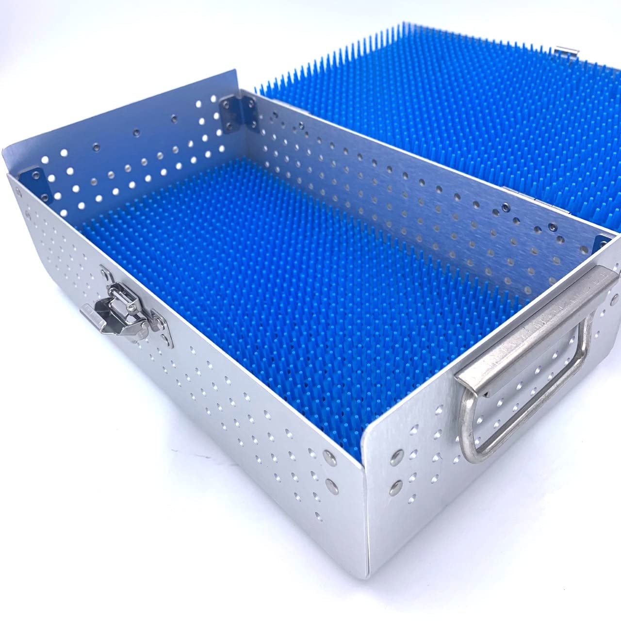 Aluminium Alloy Sterilization Tray case Have Two Silicone mats Disinfection Sterilization ultrasonic Basket Tray case ultrasonic Cleaning Washing Sterilization Trays opthalmic ENT