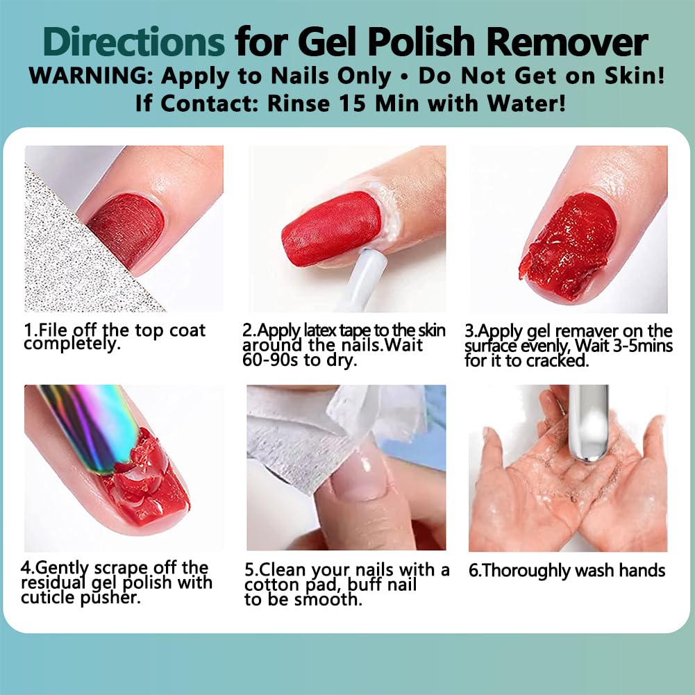 Gel Nail Polish Remover 15ml, No Need Soaking or Wrapping Gel Remover for Nails, Easily and Quickly Removes in 3-5 Minutes