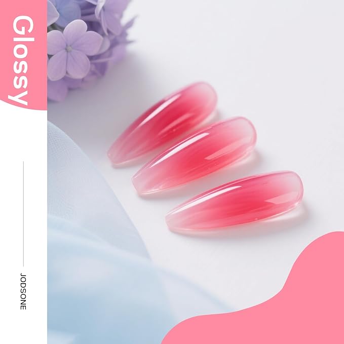 JODSONE Fruit Jelly Gel Nail Polish 10ml Soak Off LED Gel Polish Jelly Pink Nail Color Salon Quality Long-Lasting Vegan & Cruelty-Free Need U V Lamp Curing