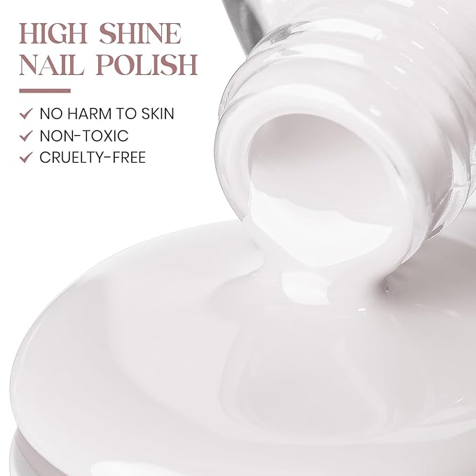MIZHSE Quick Dry Nail Polish, Pink-White Nail Polish Non Gel Air Drying Fast, 15 ml Regular Nail Lacquer Glossy Finish Nail Art Manicure DIY Home