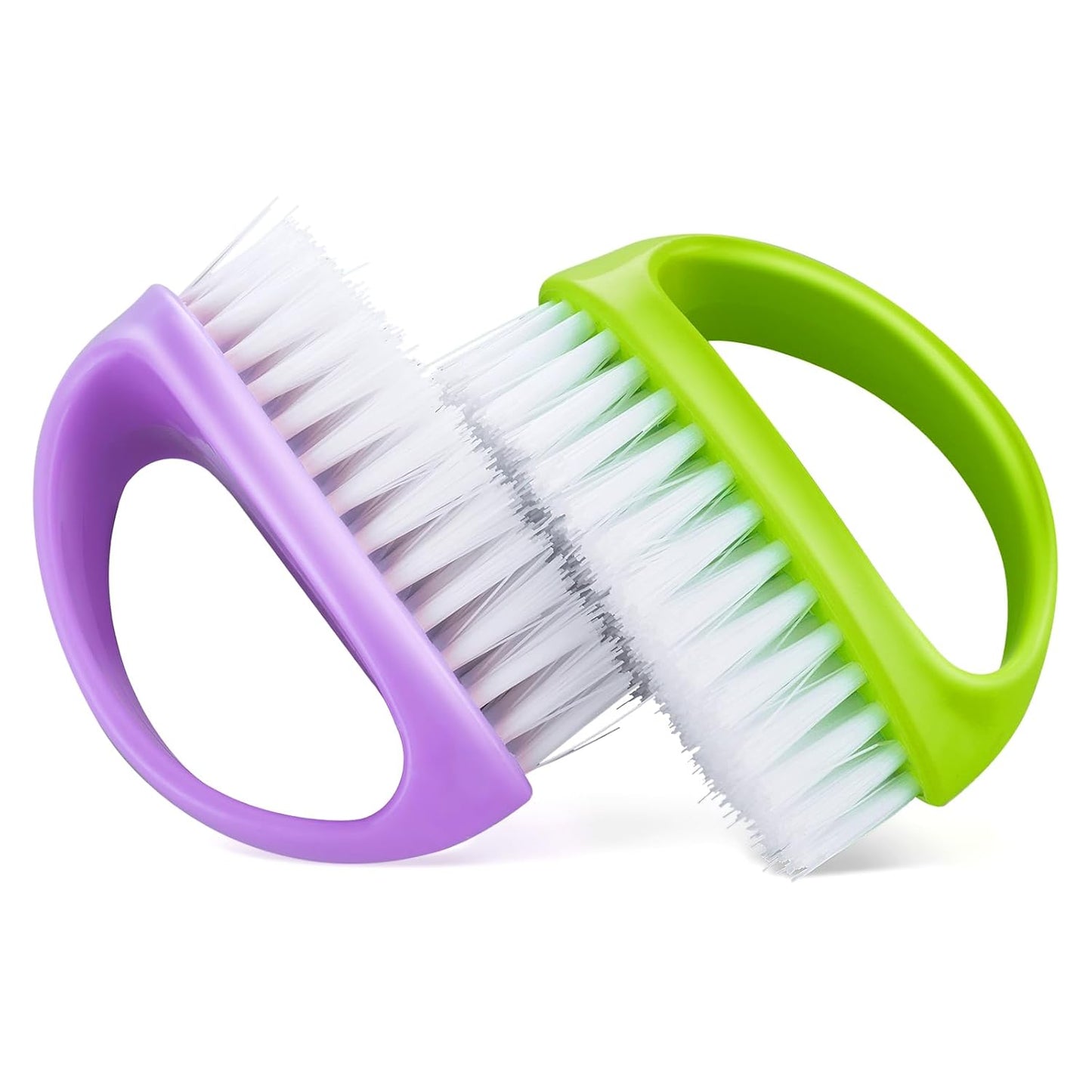 Hand Nail Brushes, 2pcs Grip Clean Heavy Duty Nail Brushes for Cleaning Fingernails Nylon Firm Stiff Bristles Deep Clean Scrubber for Mechanics Gardeners Hand Under Nails Toes(Green, Purple)