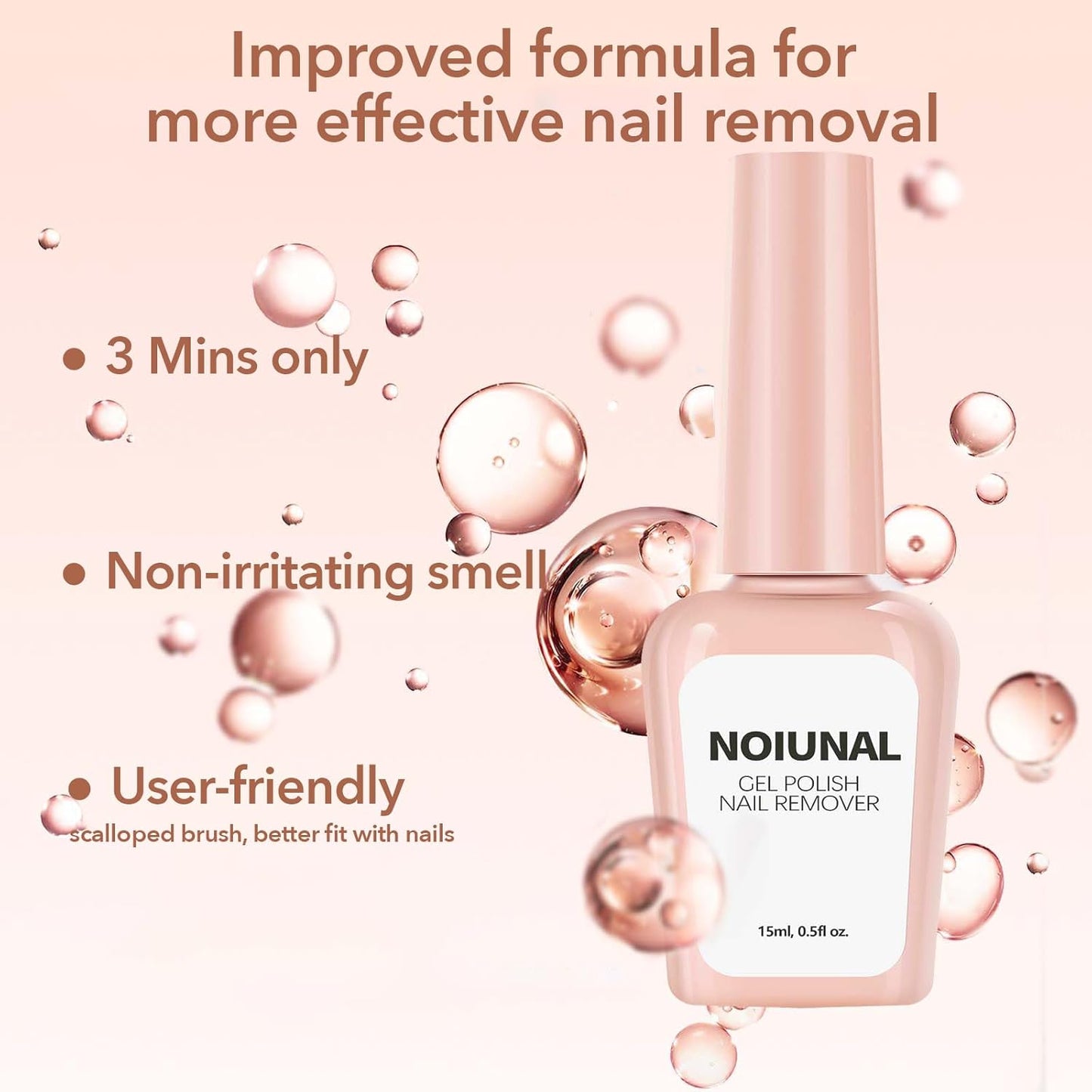 Acetone-Free Gel Nail Polish Remover 2 Pack 15ml – 3-5 Minute Soak Off for Gel Nails, No Soaking or Wrapping Needed, Home Use