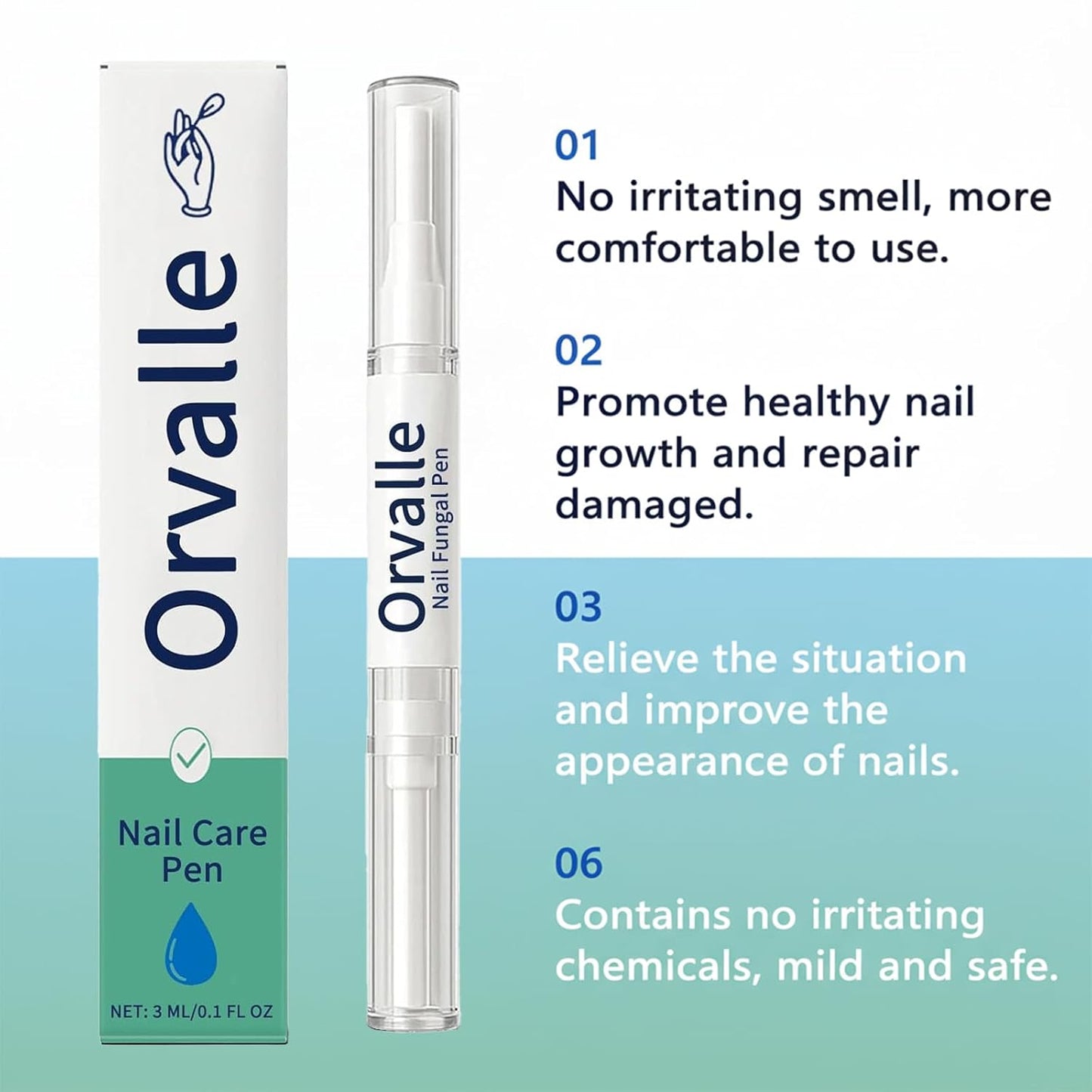 Orvalle Nail Fungus Pen,Toenail fungus pen,Nail Growth Pen for Repair & Strengthener,Nail Growth Treatment Repair Serum Twist Pen Activator for Repair & Strengthener(3pcs)