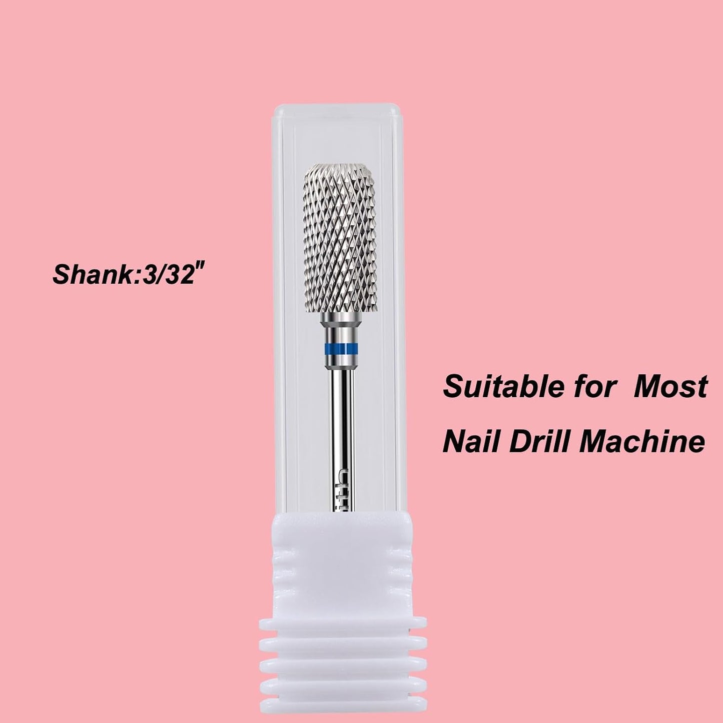 Nail Drill Bit 3/32”, Fast Remove for Acrylic or Hard Gel,Barrel Nail File Carbide Bit for Nail Cuticle Gel Dipping Powder Polishing, Professional Manicure Pedicure Nail Art Tool,Medium