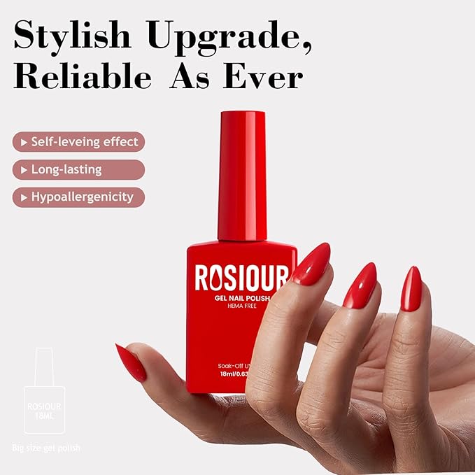 18ML Gel Nail Polish Set, 6 HEMA-Free Gel Polish Colors Balck White Red Nude Pink Dark Brown All Season Nail Polish Kit Soak off Uv Nail Art Gel Design for Women Girl Gift Salon DIY