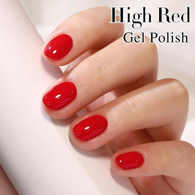 Double Rhythm 0.50 OZ Gel Polish Hema Free Same Color Same Bottle Golden Round Translucent Neutral Natural Milky 15 ML Jelly UV Polish Art DIY at Home (Deep Red-C1454)