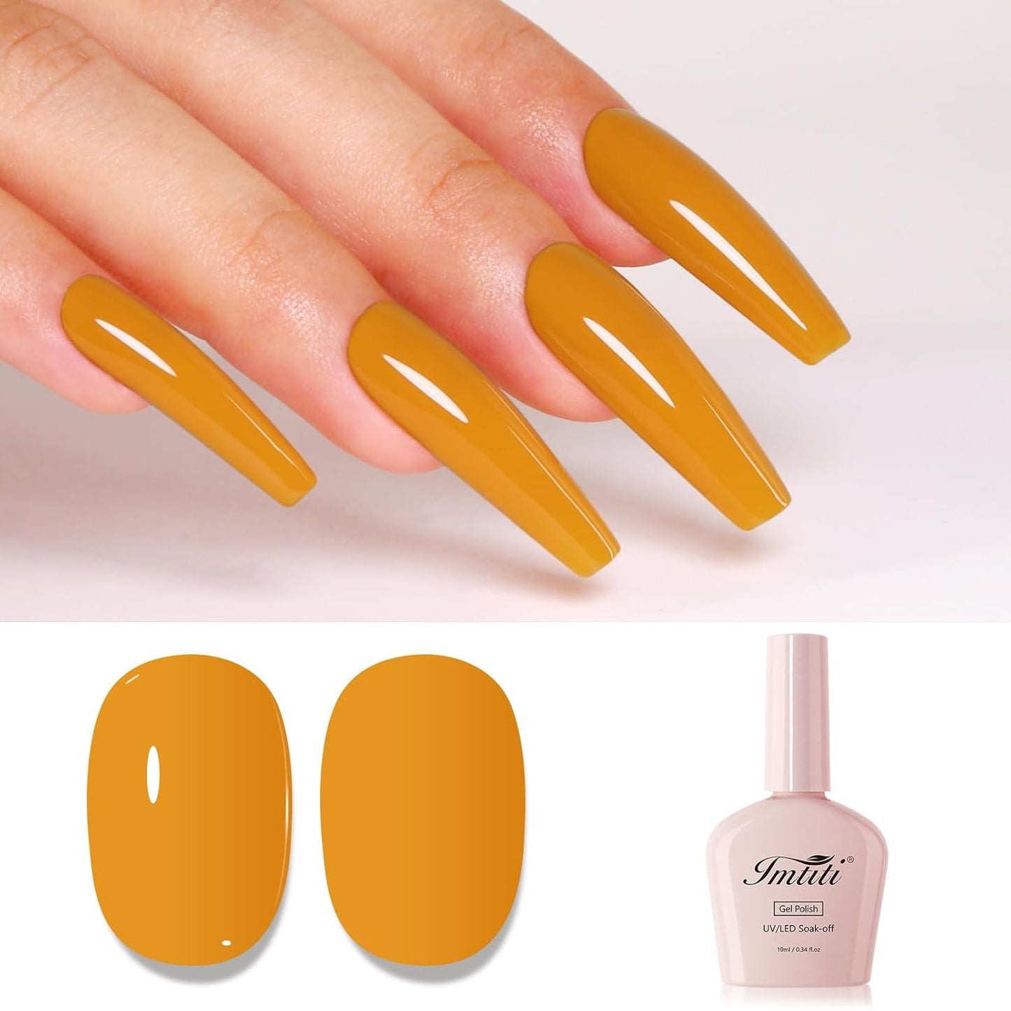Imtiti Orange Gel Nail Polish, Pumpkin Orange Gel Polish High Gloss Soak Off UV LED Autumn Winter Art Manicure Salon DIY Design 10ML