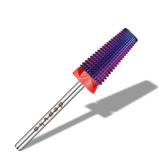 Depvko Super Long 5 in 1 Nail Drill Bits, 3/32'' Carbide Tungsten Bits, Two Way Rotate Professional Advanced Safety Bits for Nail, Fast Remove for Manicure Pedicure (Classic 5in1-Purple, Fine-F)