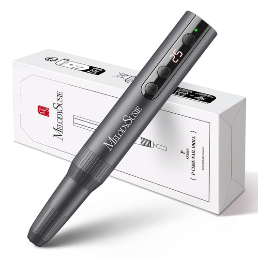 MelodySusie Pen-Shaped Portable Cordless Nail Drill, PC180E 25000RPM Rechargeable Electric File with LED Display for All Nail Care, Manicure Shaping & Acrylic Gel Removal for Nail Artists DIY at Home