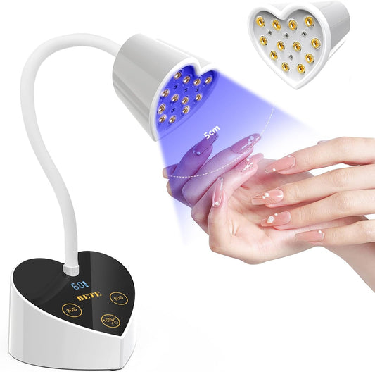 BETE Mini UV Nail Lamp Flash Cure Gel Nail Polish, 360° Foldable Gooseneck UV LED Nail Lamp with Smart Sensor, USB Portable Cordless 30W Rechargeable Nail Dryer with 3 Timers for Salon Home DIY