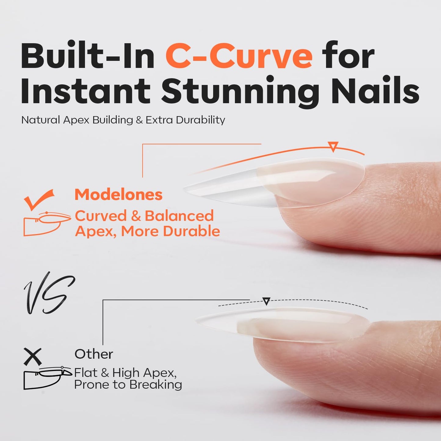 modelones Gel Nail Kit Almond, 15Sizes Instant Apex False Nail Tips Solid Glue & Mini U/V Lamp, 240Pcs Medium Almond Pre-Building Strong Thick Acrylic Press on Tips LED Light Extension Kit Women Gift