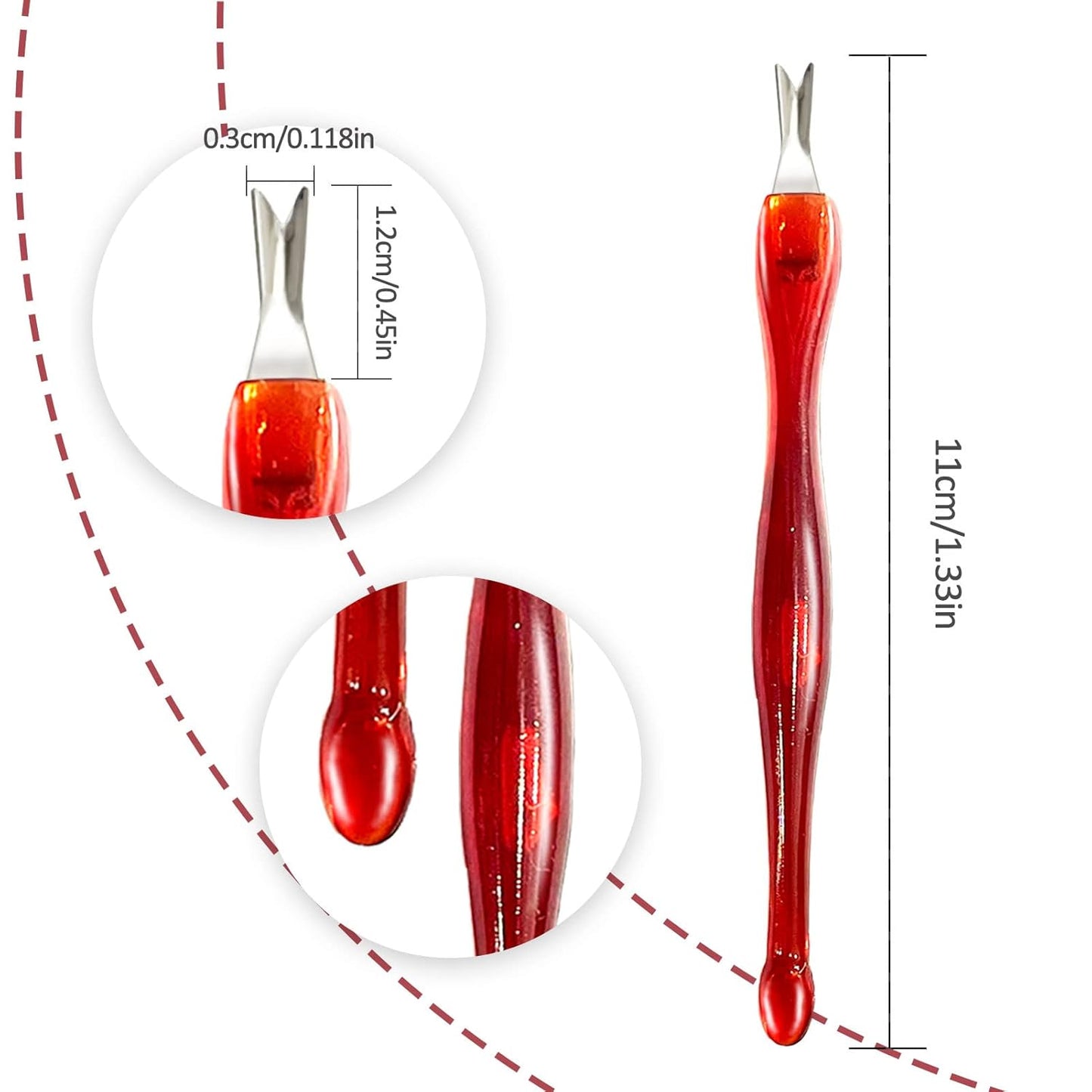 Cuticle knife Trimmer, 24 Pack Cuticle ForkTrimmer Nail Cuticle Remover Trimmer Pusher Dead Skin with Double Head V-Shaped Fork Manicure Pedicure Cleaner Care Tools for Home and Nail Shop (R)