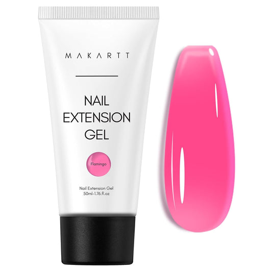 Makartt Poly Nail Gel, Hema-Free Gel Builder for Extension, Dark Hot Pink Color 50ML, Natural-Looking Strengthener 3D Diy Hard Gel Salon Manicures Supplies At Home-Flamingo