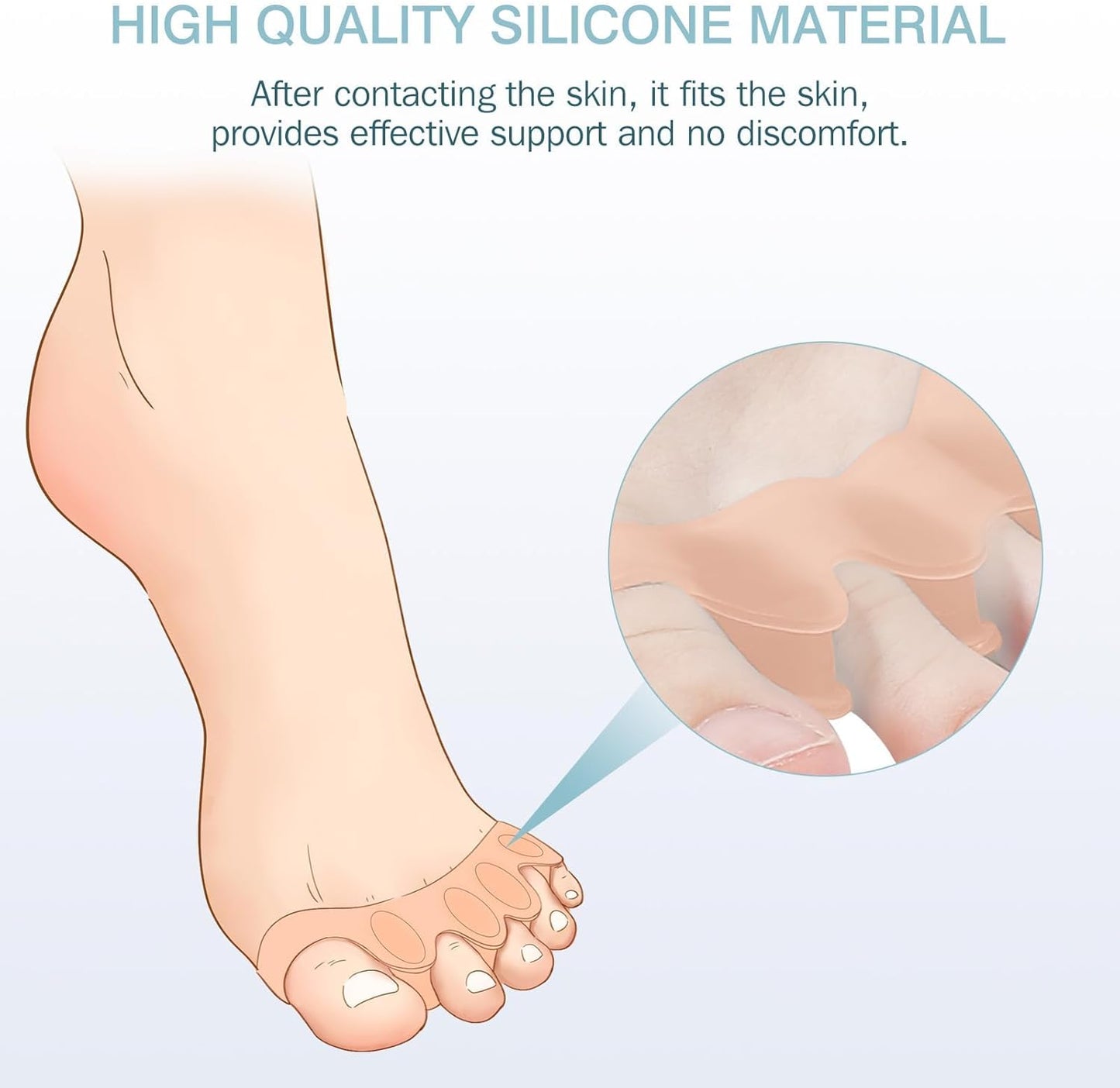 2PCS Silicone Toe Spacers for Women & Men - Toe Separators for Bunion Relief, Hammer Toe, Plantar Fasciitis & Pedicures | Includes Metatarsal Pad & Therapeutic Yoga Cushion for Foot Pain(Beige)