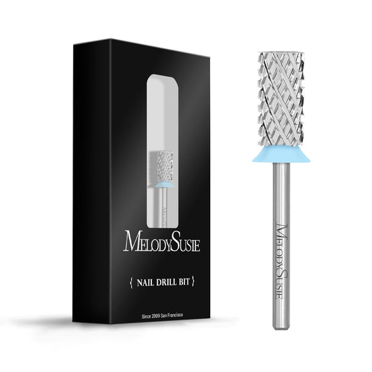 MelodySusie Large Barrel 3/32'' Tungsten Carbide Nail Drill Bit, Fast Remove Acrylic Gel, Cuticle Gel Polishing for Manicure Pedicure, Silver, Series Bit-S, 4XC