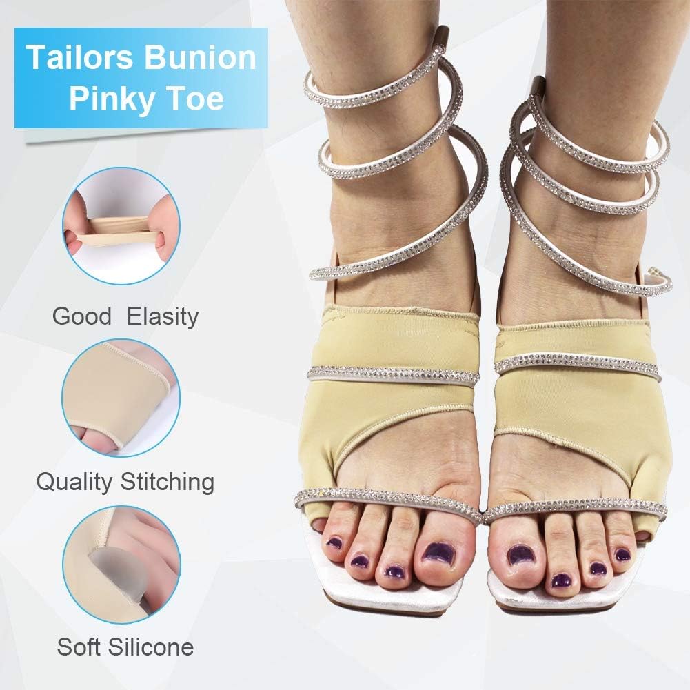 Tailor Bunion Corrector, Bunion Pads for Bunion Pinky Relief, Tailors Splint for Toe Straightener, Little Toe Separator, Overlapping, Soft Silicone Gel Bunion Pad with Anti-Slip (S)
