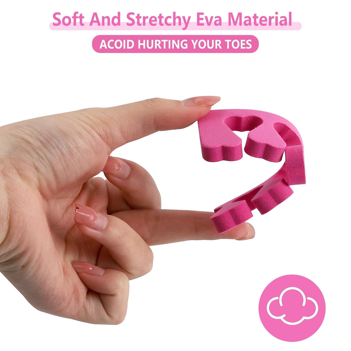Toe Separators Set - 52 Pieces Premium Pedicure Tool, Spa Party Salon Polishing Separator (Hotpink)