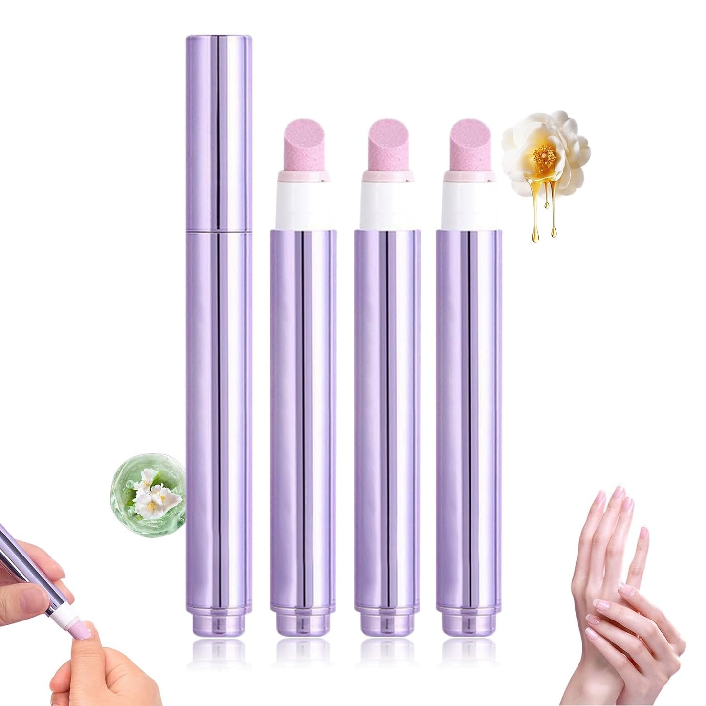 3-in-1 Cuticle Oil Pen, Cuticle Pusher Nail Oil Pen with Ceramic Tip, Nail Cuticle Remover Pen for Hangnails, Dry & Damaged Nails, Moisturize Strengthen Brighten Nails Care (3PCS)