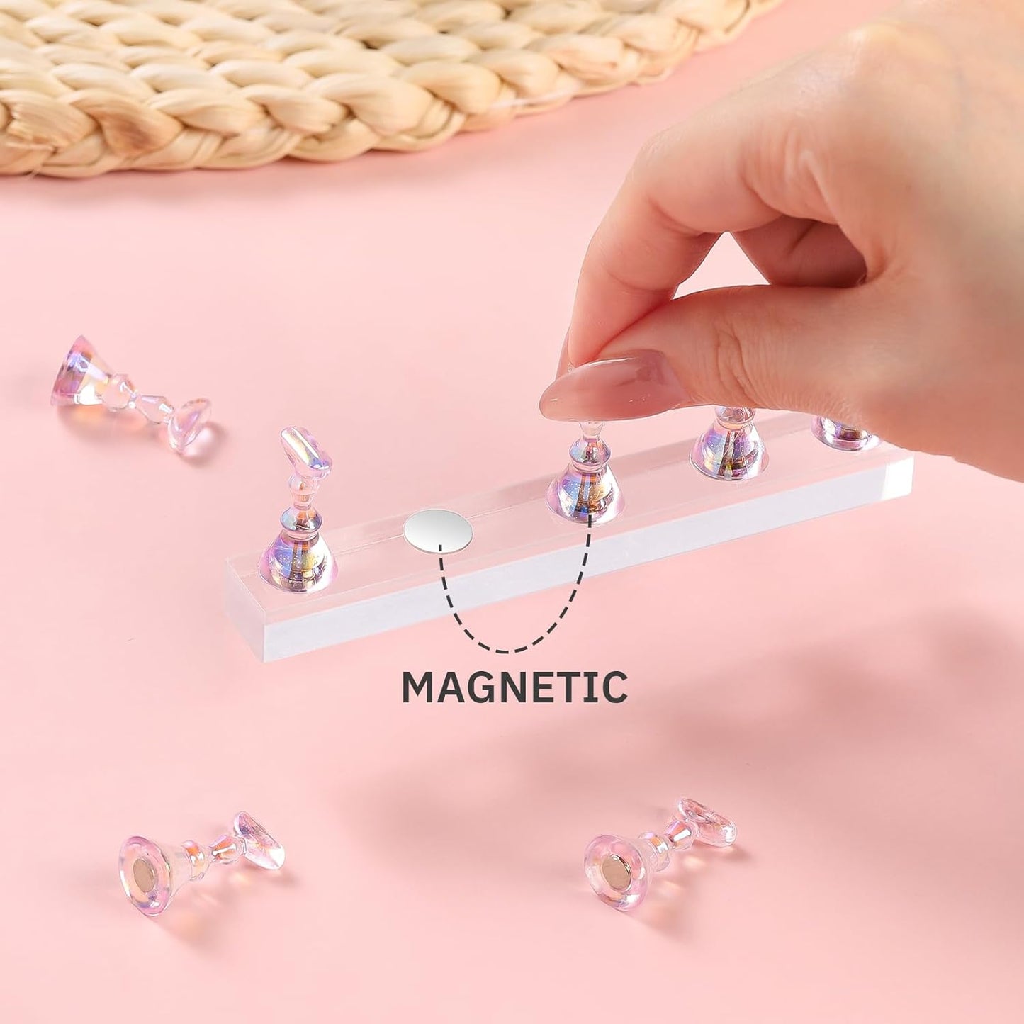 Etercycle Nail Stand for Press On Acrylic Nails Art Display Stand Nail Holder for Painting Magnetic Nails Stand with Double-sided Tape for Home DIY Salon Supplie (Purple)