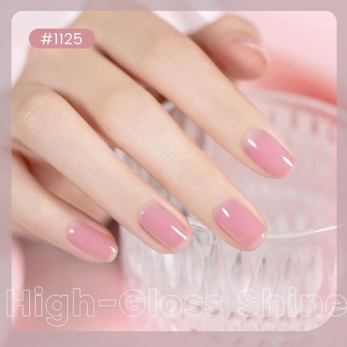 RARJSM Nude Jelly Gel Nail Polish Cotton Candy Pink Neutral Skin Tone Sheer Gel Polish 1PC 15ml Single Bottle Cream Transparent Pink Nail Gel Polish Soak off UV LED Cured for Home Salon DIY Manicure