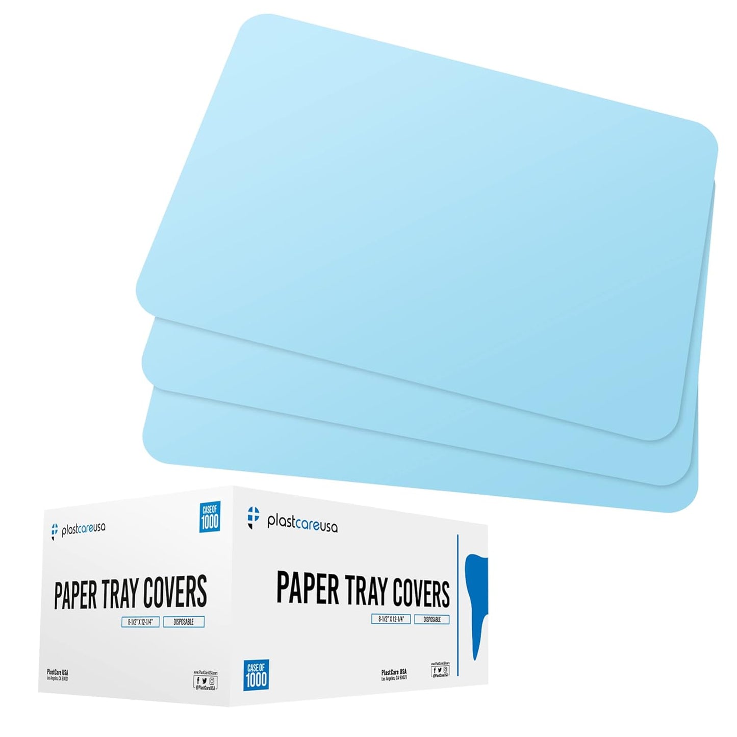 PlastCare USA Blue Disposable Tray Liners, Sanitary Covers for Size B Dental, Surgical, Medical Tray, Tattoo Table Station, Aesthetician Supplies, Single Use Paper Sheets 8.5" x 12.25", 1000 Pack