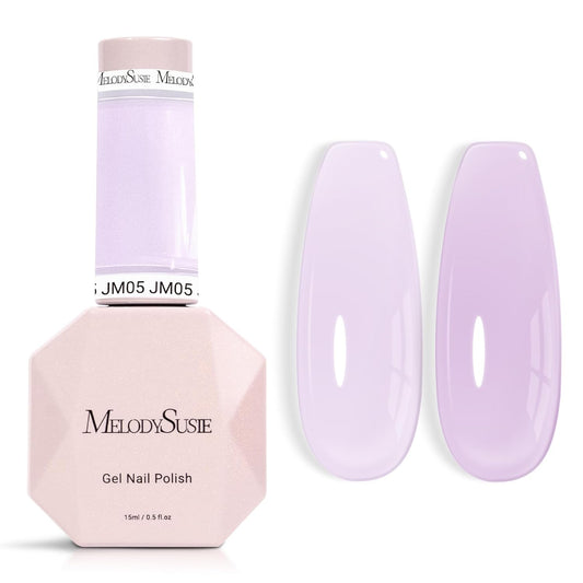 MelodySusie Milky Gel Nail Polish, 0.5Fl Oz Jeweliver Gel Polish Milky White Purple Pastel Color Soak Off UV LED Light Cure Spring Summer Colors Manicure Nail Art DIY at Home JM05
